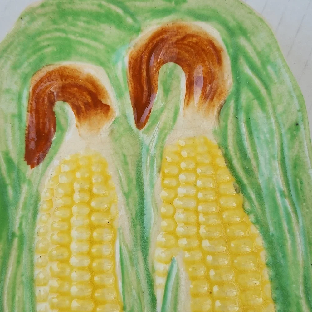 MID-CENTURY JAPANESE HINODE POTTERY SET OF 4 CORN DISHES - Picture 3 of 8